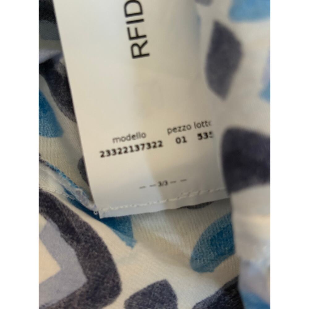 Marella Future Cotton Blue Geometric Belted Shirt Midi Dress - Picture 13 of 15